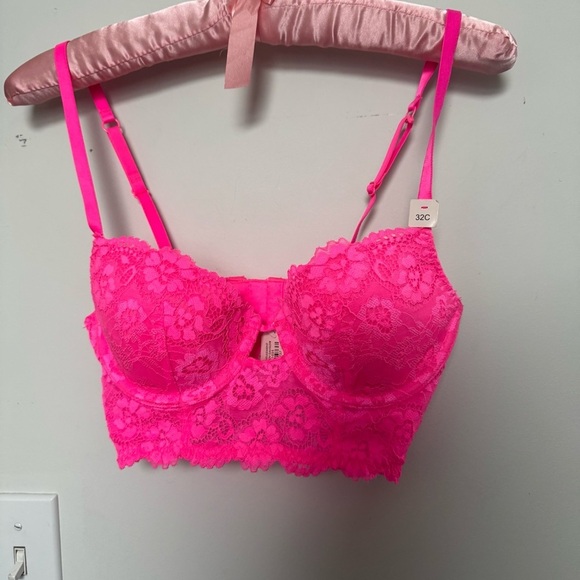 NWT LASENZA Hot Pink Lace Bralette bustier 32C - Picture 3 of 5